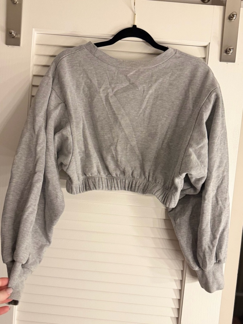 Zenana Outfitters Gray Cropped Sweatshirt with Orange KN★X - Picture 3 of 3